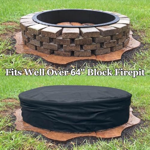 YardJoyliz Outdoor Built In Fire Pit Cover for In Ground Stone Firepit Waterproof Heavy Duty 6064 Inch Large Round Concrete Fire Pit Covers - Image 3