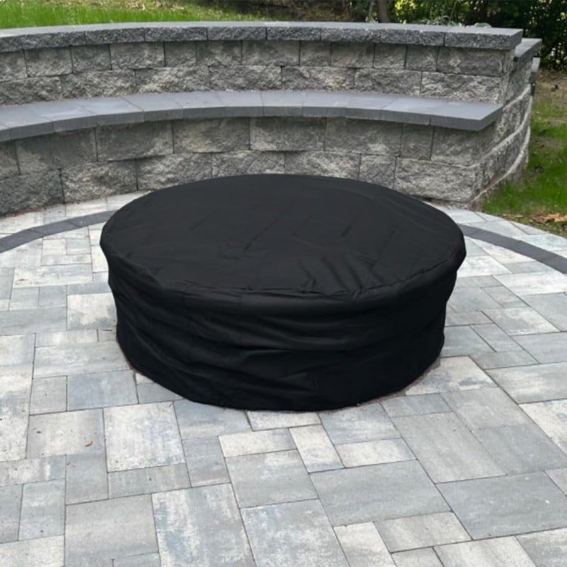YardJoyliz Outdoor Built In Fire Pit Cover for In Ground Stone Firepit Waterproof Heavy Duty 6064 Inch Large Round Concrete Fire Pit Covers - Image 2