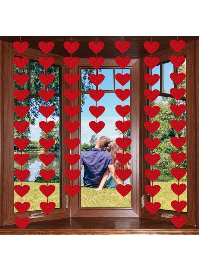 Partyprops 72 Red Hearts Felt Garland - NO DIY - Valentines Day Red Heart Hanging String Garland - Valentines Day Decor - Valentine Decorations - Valentines Wedding Anniversary Birthday Party Supplies - Image 1