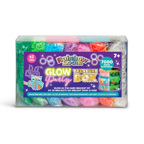 Rainbow Loom® Treasure Box Glow in The Dark Edition - 7000 Glow Rubber Bands, 2 Happy Looms, and to Create Beautiful Rubber Band Bracelets! Kids Crafting Activity, Ages 7+ - Image 1