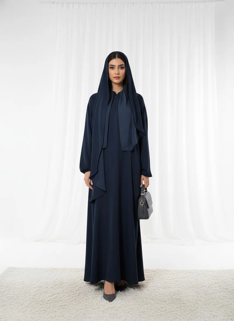 أم سكوير فاشن Lightweight Navy Harir Maqsood Prayer Abaya