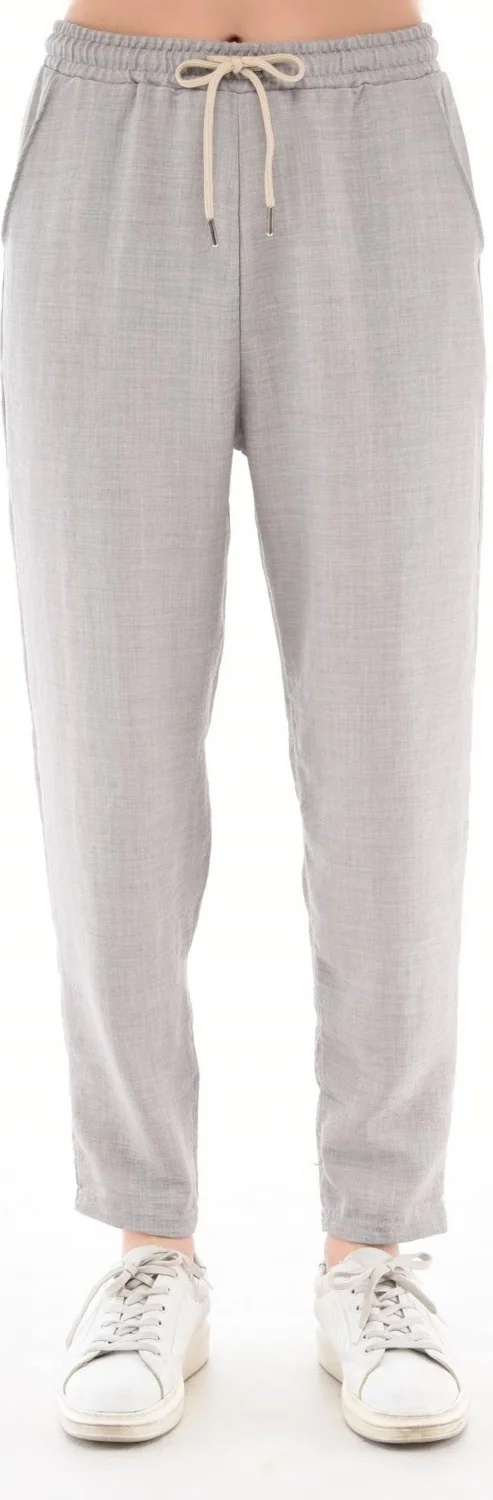 Cedy Denim Women's Synthetic Linen High Waist Elastic Skinny Leg Mom Pants C611