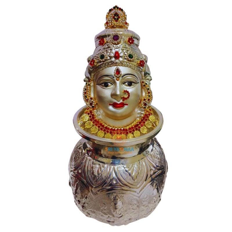 SRI YAGNAA سري ياجنا - كالاسام أشته لاكشمي من الفضة الألمانية مع وجه أمافاري - وجه أمافاري مطلي بالفضة مع كالاسام (KWDF-B) - Image 5