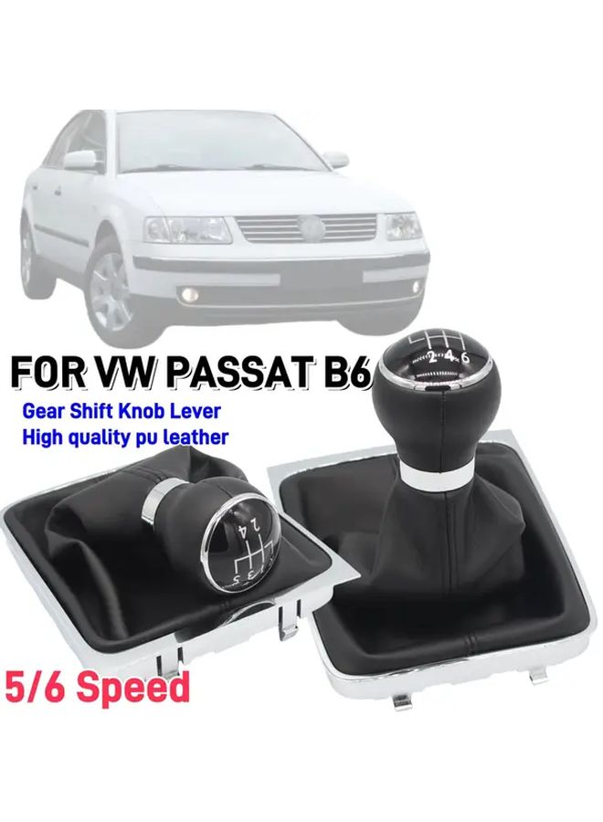 5 Speed Faux Leather Gear Shift Knob With Lever Leggings And Luggage Cover For Volkswagen Passat B6 - Image 1