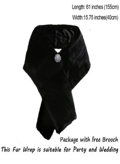 Unicra Unicra Women's Wedding Faux Fur Shawls and Wraps Bridal Fur Scarf Stoles with Rhinestones Brooch for Bride and Bridesmaids  - Image 1