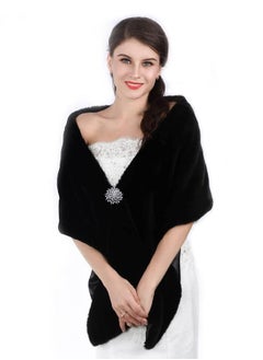 Unicra Unicra Women's Wedding Faux Fur Shawls and Wraps Bridal Fur Scarf Stoles with Rhinestones Brooch for Bride and Bridesmaids  - Image 3