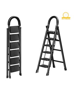SUNRISE Folding 6 Step Ladder, Step Stool, Portable, Lightweight, Anti Slip Pedal, Handrail For Home Kitchen Office  - Image 1