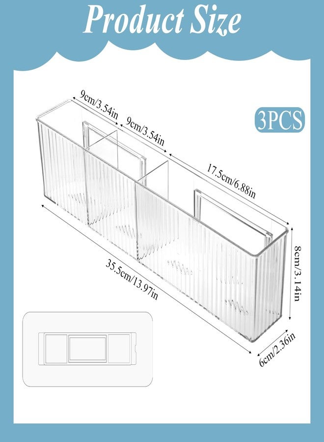 Xosjska 3 Pack Bathroom Makeup Organizer Long Narrow Clear Cabinet Door Organizer Wall Mount Clear Bathroom-Organizers and Storage with 3 Compartments Acrylic Shower Shelves for Kitchen & Bathroom,Office - Image 3