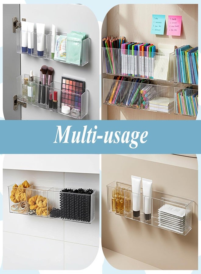 Xosjska 3 Pack Bathroom Makeup Organizer Long Narrow Clear Cabinet Door Organizer Wall Mount Clear Bathroom-Organizers and Storage with 3 Compartments Acrylic Shower Shelves for Kitchen & Bathroom,Office - Image 5