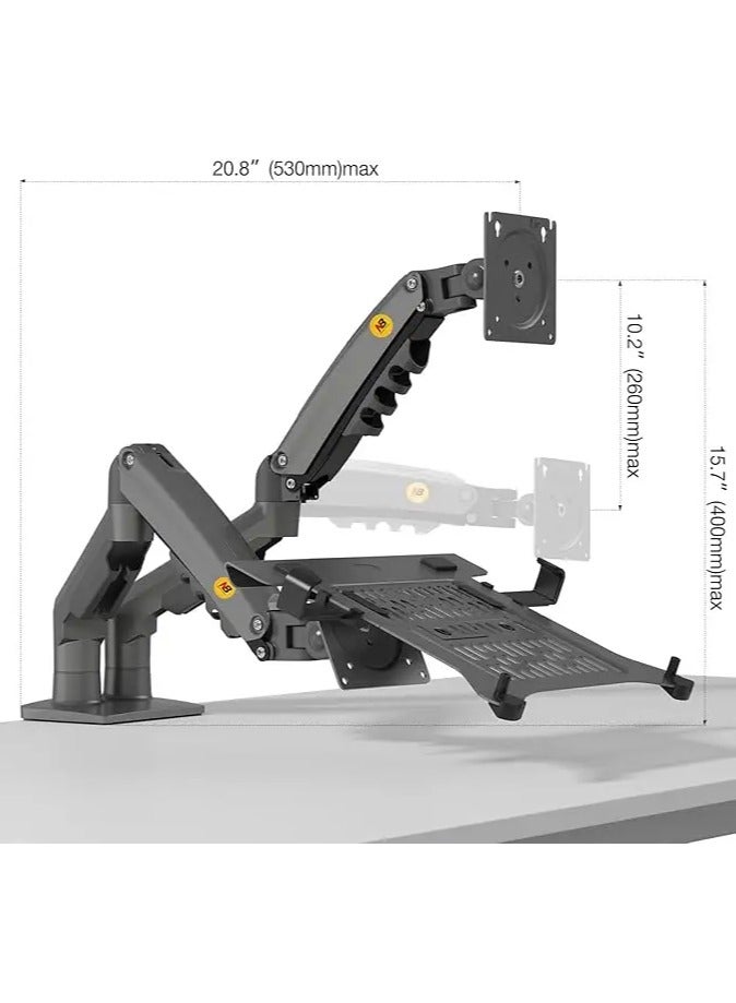 NB ERGONOMIC NB ERGONOMIC Laptop Mount with Adjustable Tray for 10-17 Notebook Full Motion Arm with VESA Plate for 17-30 Monitor Mounting F160-FP  - Image 2