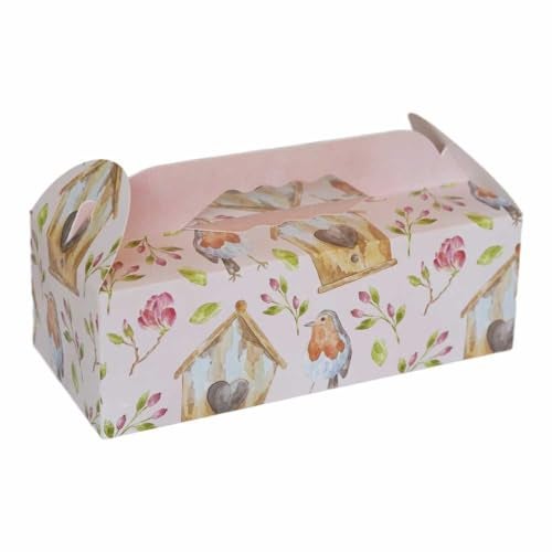 Chic a Choc 3 Cupcake Box with Window, (Pack of 8) Pink Birdhouse Floral Design. Fits 3 Jars, Loaf Cakes, Small Bread - Image 2
