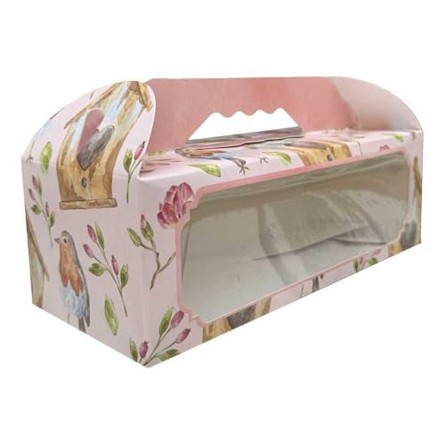 Chic a Choc 3 Cupcake Box with Window, (Pack of 8) Pink Birdhouse Floral Design. Fits 3 Jars, Loaf Cakes, Small Bread - Image 5