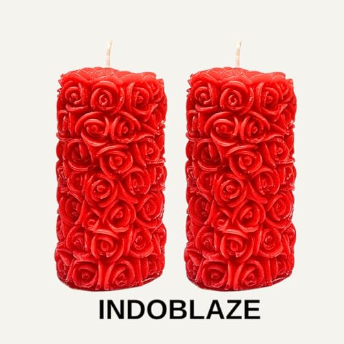 Indoblaze Rose Pillar Candles, Scented Candles for Home Decor and Gifting, Size- Big (2) - Image 5
