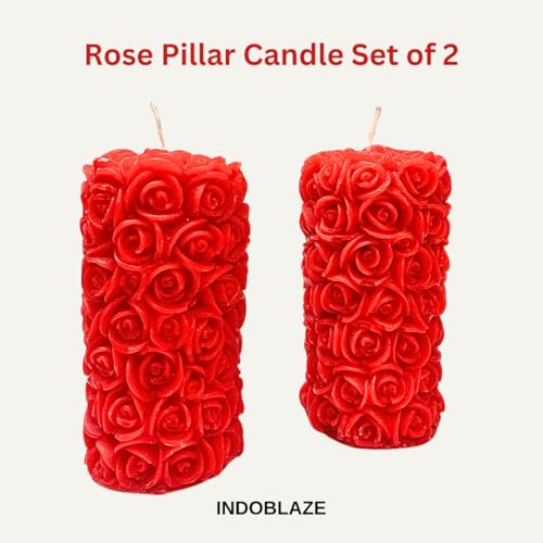 Indoblaze Rose Pillar Candles, Scented Candles for Home Decor and Gifting, Size- Big (2) - Image 2
