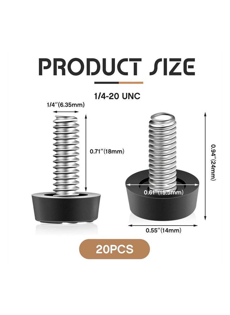 SYOSI معدلات الأثاث، 20 قطعة 1/4" UNC خيوط قابلة للتعديل لمستويات الأرجل تثبت على انزلاق الأثاث لمستويات الطاولات والكراسي وأرجل الأثاث وأثاث الفناء وأرجل ورشة العمل  - Image 3
