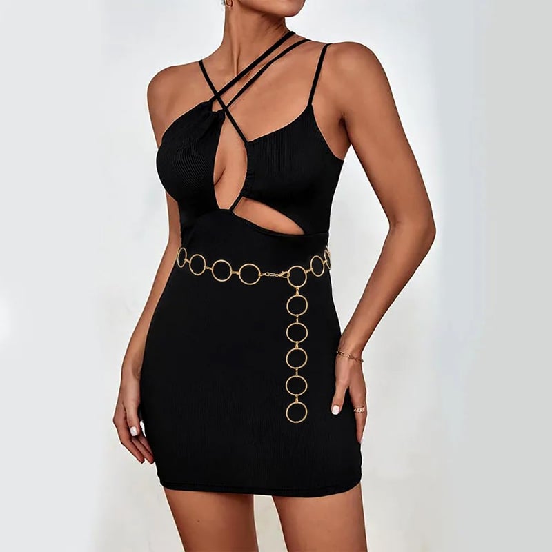 LIMHOO Metal Waist Chain for Women Chunky Belly Link Chain Belt for Dresses (Gold 1 S) - Image 2