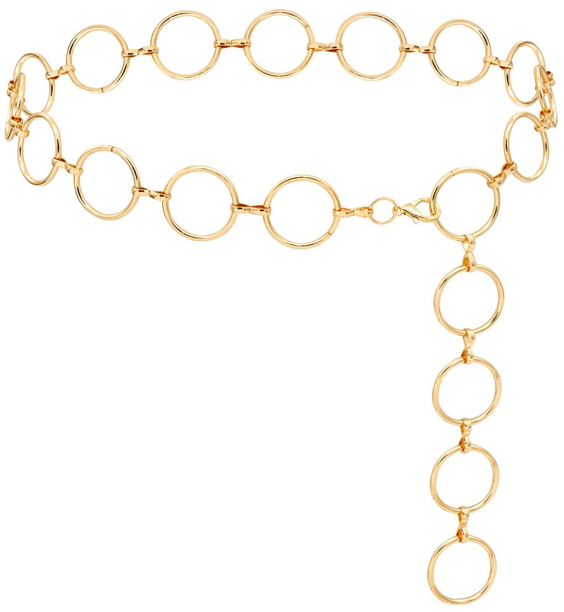 LIMHOO Metal Waist Chain for Women Chunky Belly Link Chain Belt for Dresses (Gold 1 S) - Image 1