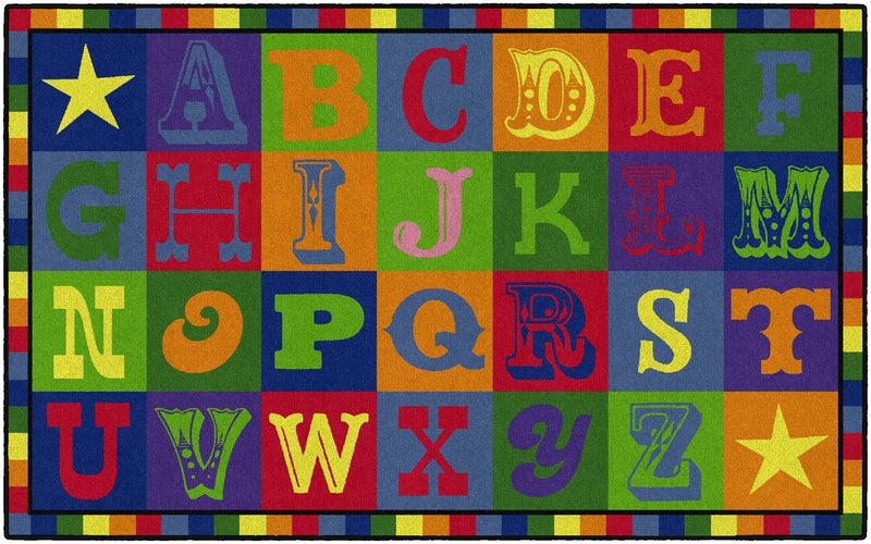 Flagship Carpets Early Blocks Colorful ABC Alphabet Childrens Rug for Classroom or At Home Educational Learning Area Playroom Kids Bedroom Mat 5 x 8 Multicolor