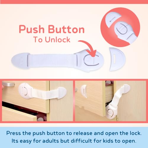 BabySafeHouse Safety Lock for Cabinet, Drawer, Fridge, Cupboard for Child & Infant Safety, Furniture Latch with 3M Adhesive (Pack of 4) (White) - Image 4