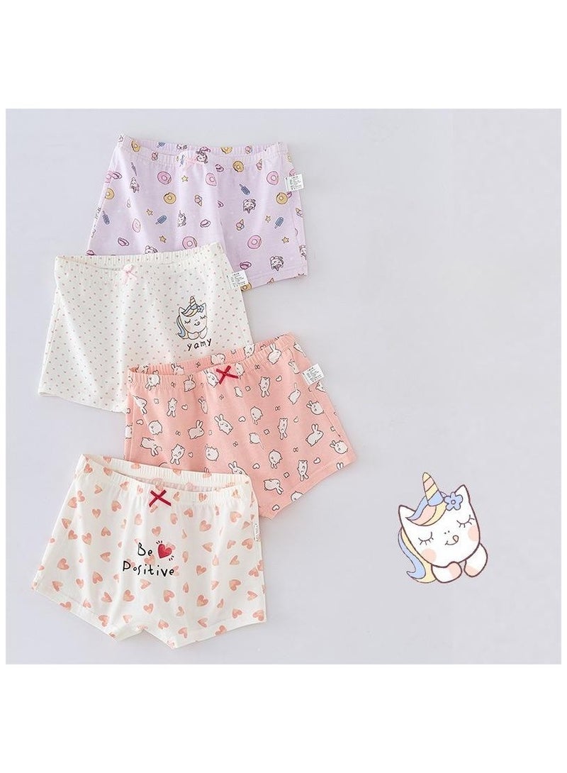Fashionable Little Girl Cute Style Printed Four Boxer Briefs Suitable For Ages 3-10  - Image 1
