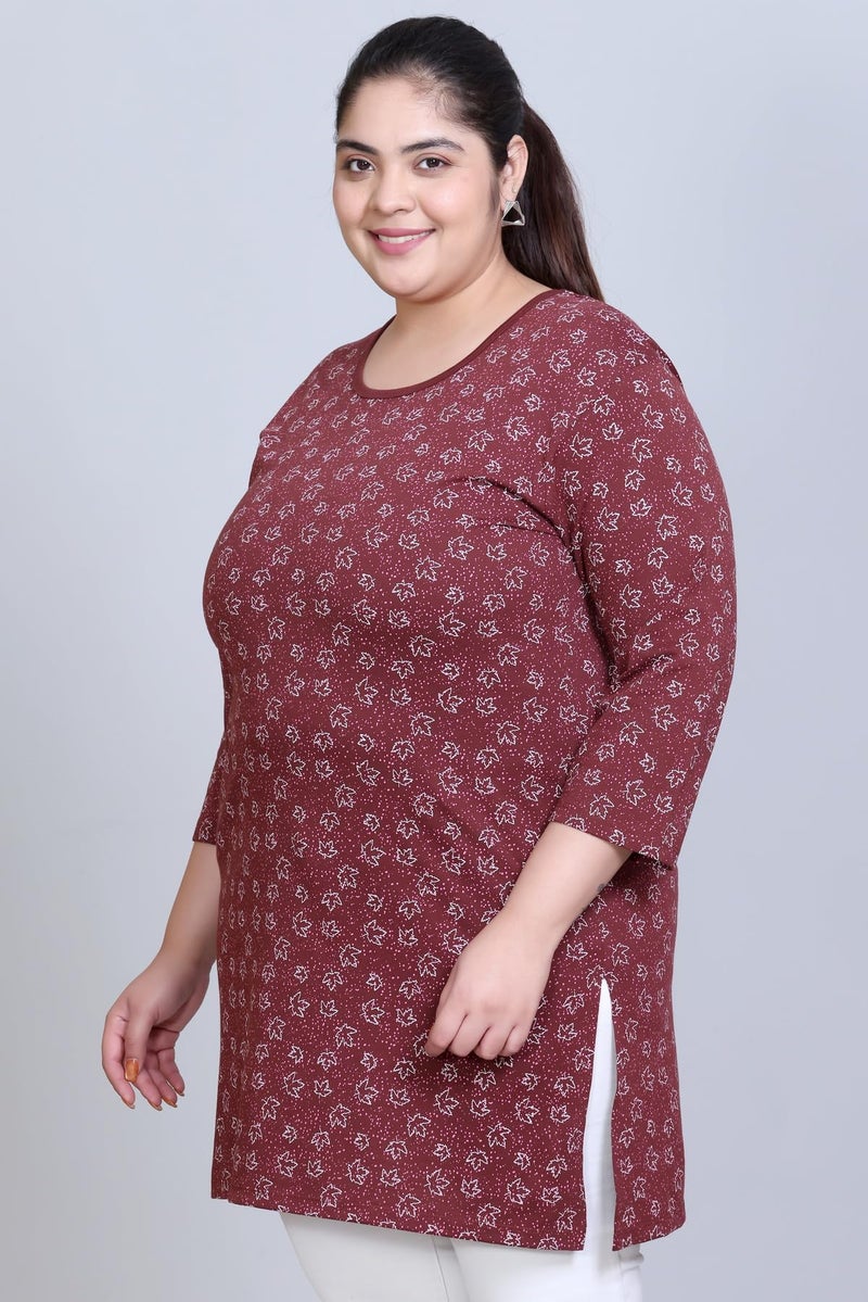 In Love Women's All Over Printed Full Sleeve Plus Size Semi Long T-Shirt - Image 5