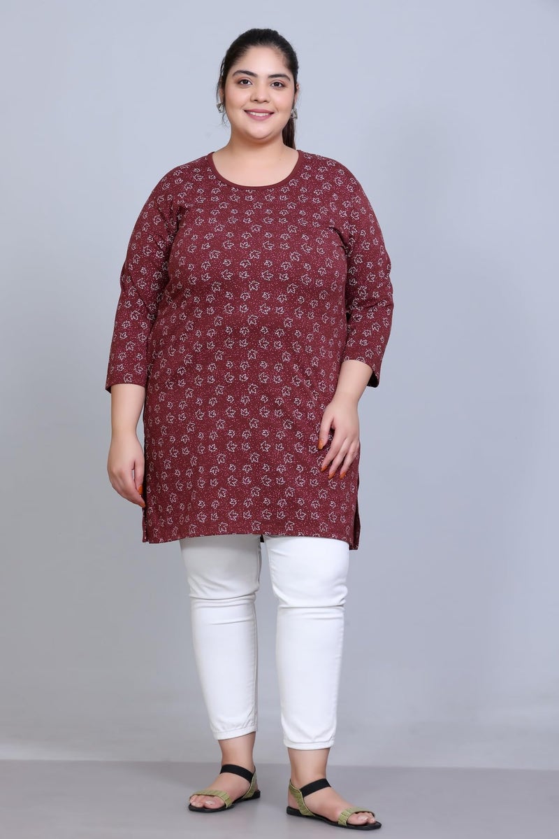 In Love Women's All Over Printed Full Sleeve Plus Size Semi Long T-Shirt - Image 2