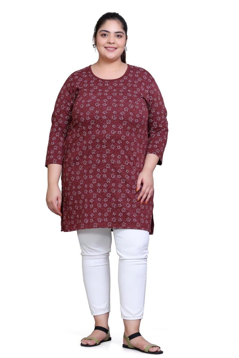 In Love Women's All Over Printed Full Sleeve Plus Size Semi Long T-Shirt - Image 1