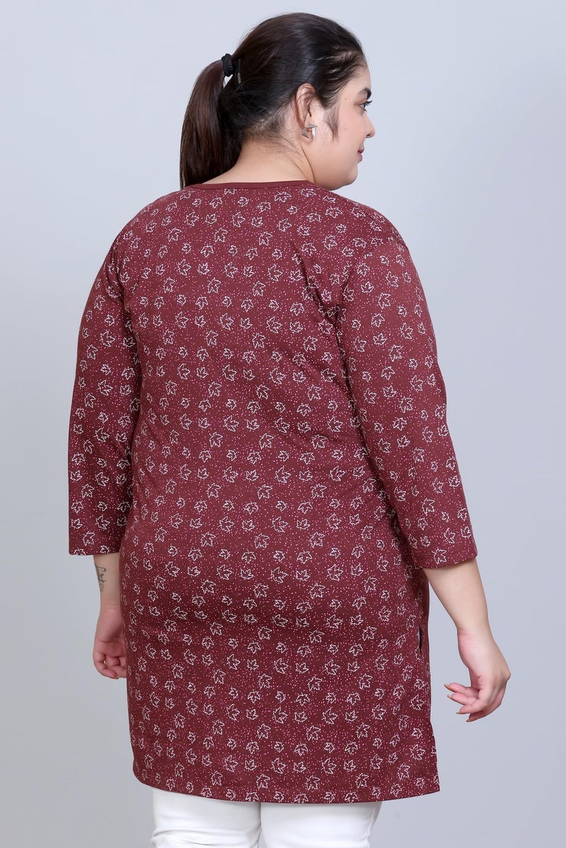 In Love Women's All Over Printed Full Sleeve Plus Size Semi Long T-Shirt - Image 3