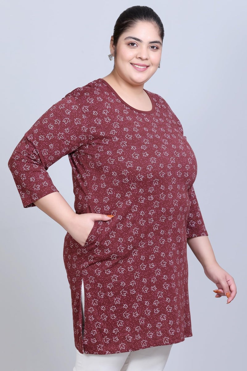 In Love Women's All Over Printed Full Sleeve Plus Size Semi Long T-Shirt - Image 4