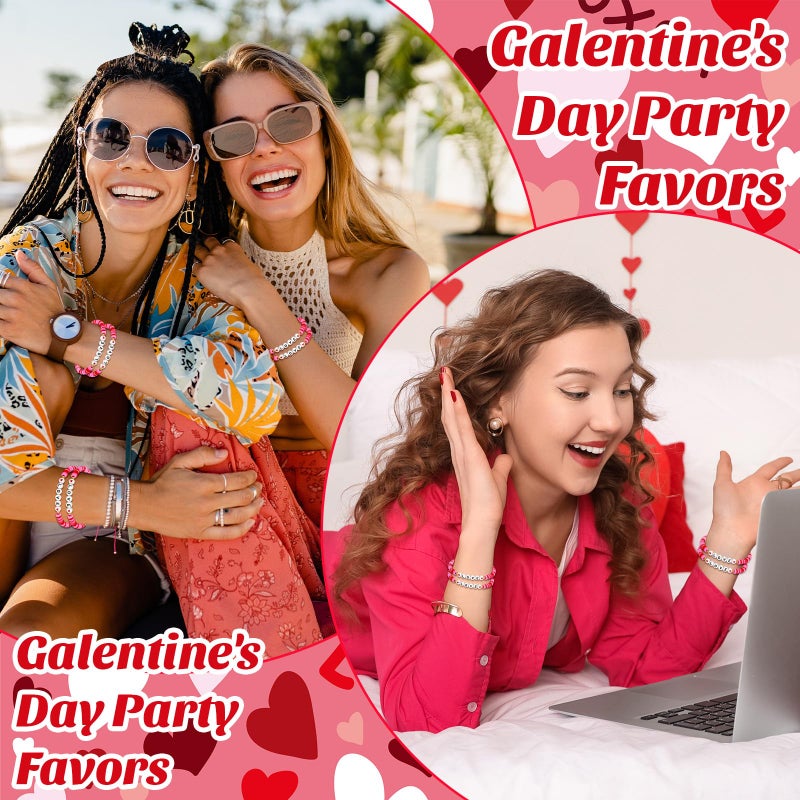 Denylo pro 6 Sets Valentine's Day Bracelets with Cards Bags Adjustable Charm Bracelets for Women Valentine's Day Gifts Party Favors - Image 5
