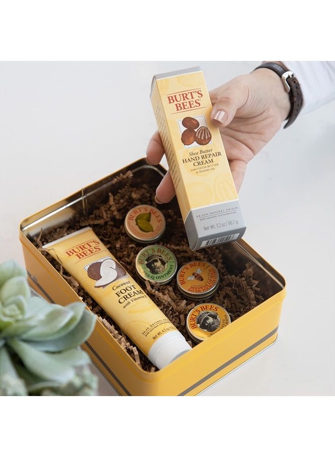Burt's Bees Easter Basket Stuffers Gifts, 5 Body Care Products, Classics Set - Original Beeswax Lip Balm, Cuticle Cream, Hand Salve, Res-Q Ointment, Hand Repair Cream & Foot Cream, in Giftable Tin - Image 4