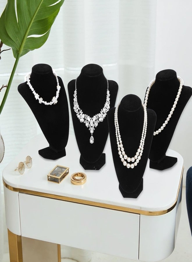 AojSup 4 Pcs Necklace Display Stand Necklace Holder Jewelry Bust Display Stands for Selling Home Store Trade Shows Photography Props Retail, Black,Velvet - Image 5