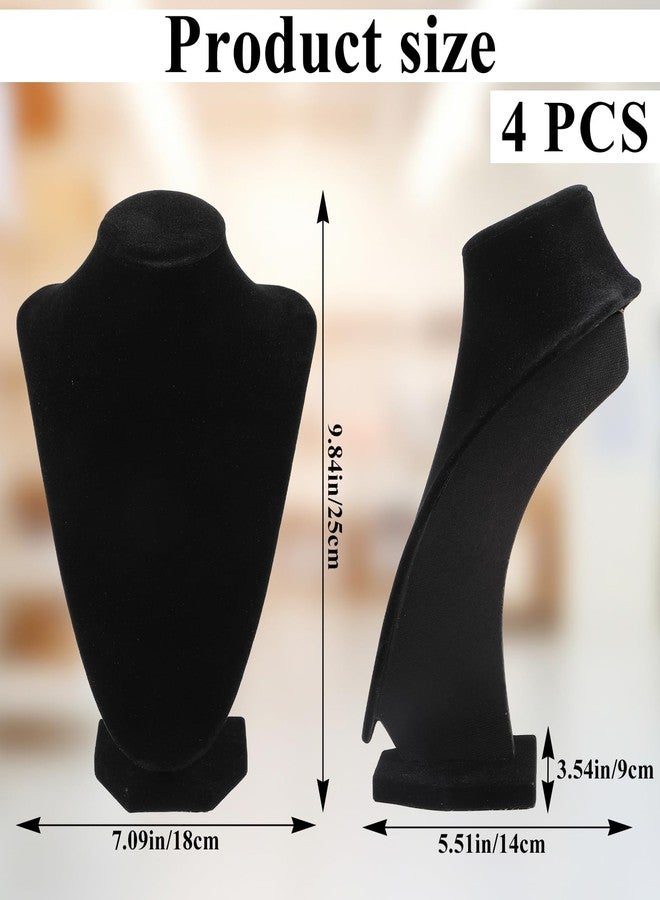 AojSup 4 Pcs Necklace Display Stand Necklace Holder Jewelry Bust Display Stands for Selling Home Store Trade Shows Photography Props Retail, Black,Velvet - Image 2