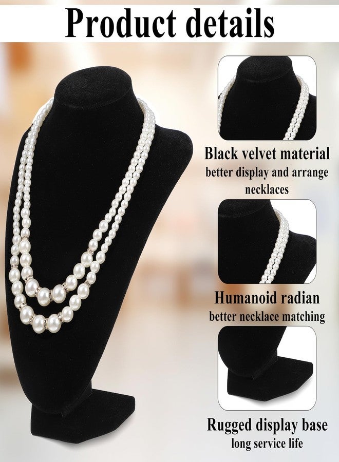 AojSup 4 Pcs Necklace Display Stand Necklace Holder Jewelry Bust Display Stands for Selling Home Store Trade Shows Photography Props Retail, Black,Velvet - Image 3