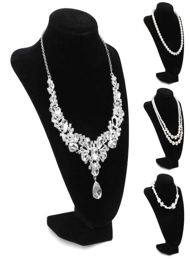 AojSup 4 Pcs Necklace Display Stand Necklace Holder Jewelry Bust Display Stands for Selling Home Store Trade Shows Photography Props Retail, Black,Velvet - Image 1