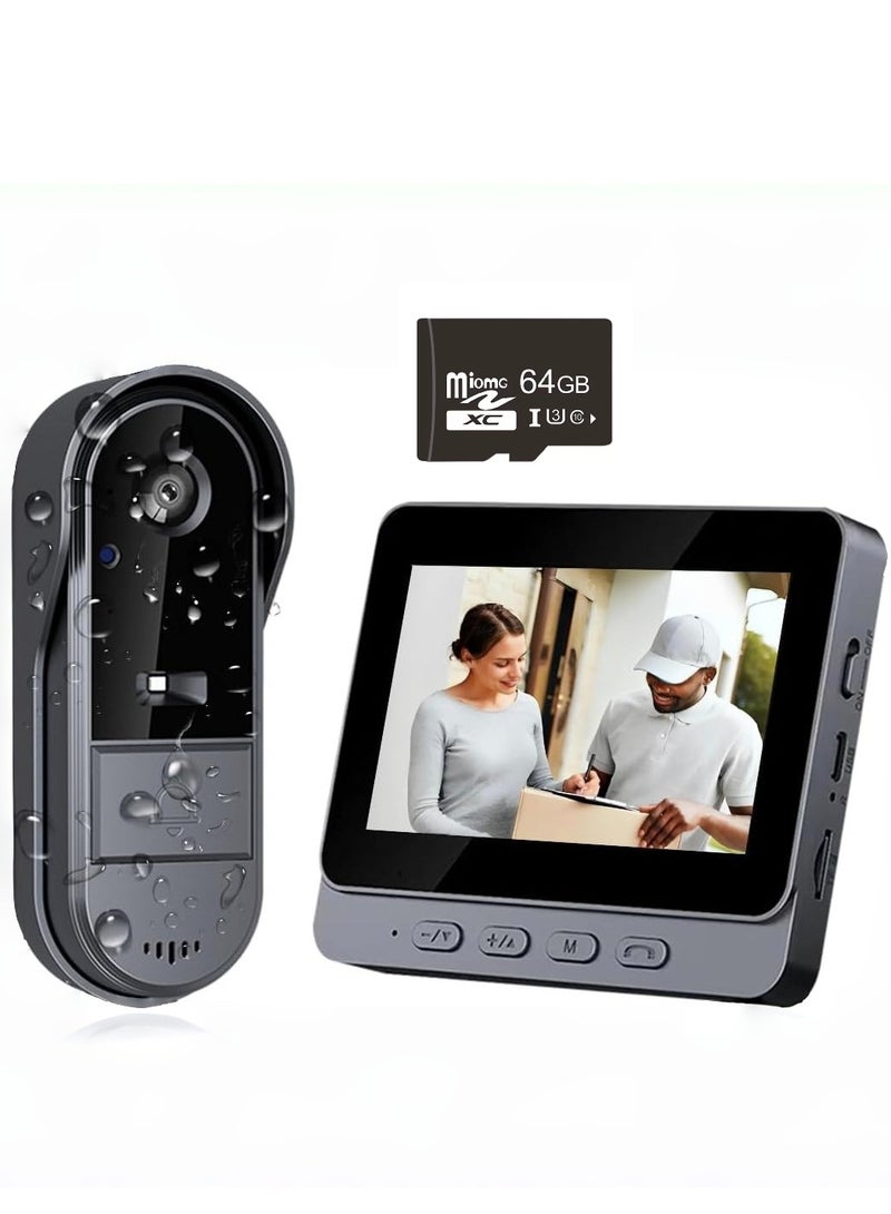 Generic Doorbell Camera Wireless No Subscription 1080P, Waterproof Door Bell Camera with  Connect via Bluetooth NO WiFi and APP, Video Intercom Two-Way Audio, 170° View Angle,Night Vision，Free 64GB memory card included! - Image 1