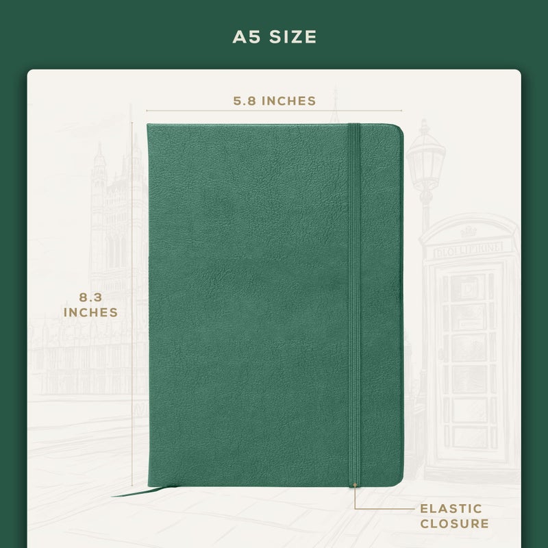 BEECHMORE BOOKS Lined Journal Notebook, 5.8 x 8.3 inch, A5 160 Lined Pages, Hardcover Leather Journals for Women, Men, Writing and Notebooks for Work - 120 GSM Thick Paper, Gifts Box Included - Image 3