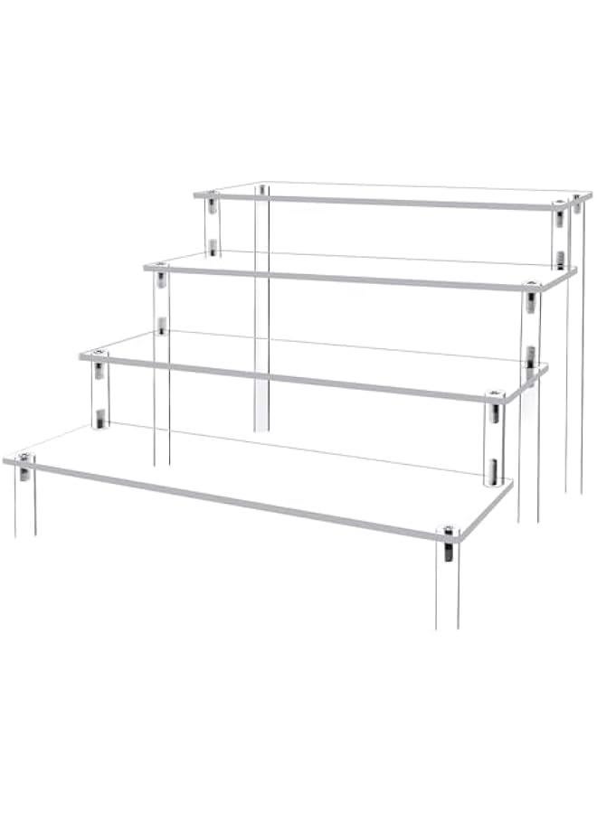 HOOKOR Acrylic Display Risers Cupcake Stand for Food Desserts,Perfume Organizer 4 Tier Clear Shelf Display Stand,Perfume Stand for Organizer and Decoration (4-Tier) - Image 1