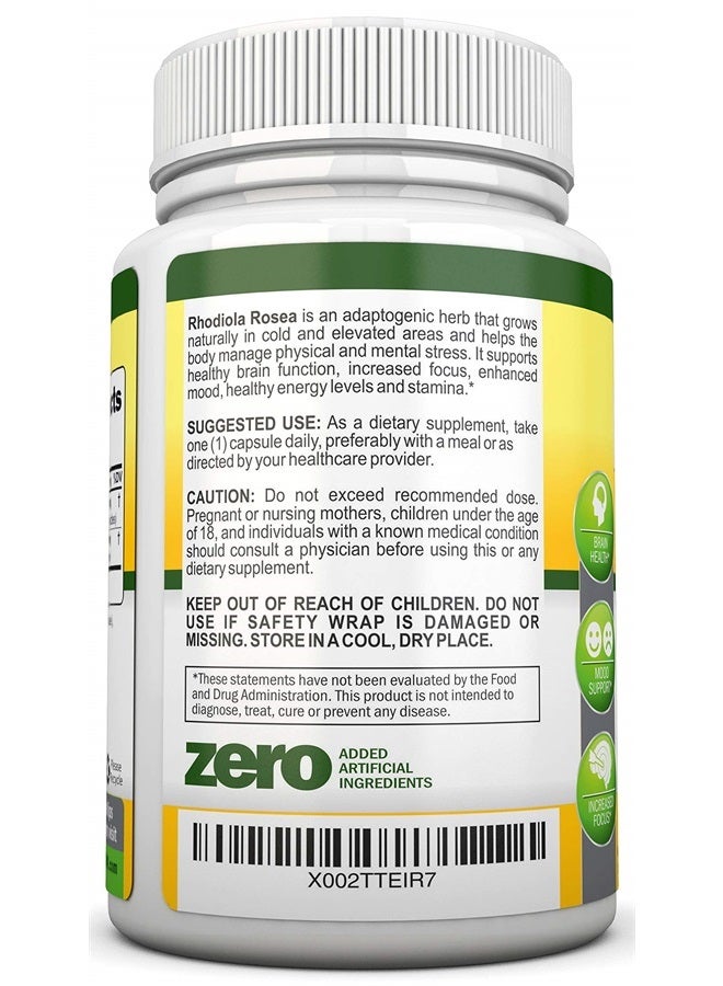 NutriONN Rhodiola Rosea - 500mg - 180 Vegan Capsules - 3% Rosavin 1% Salidroside Extract - Non-GMO - with Black Pepper for Enhanced Absorption - 6 Month Supply - Supplement for Energy & Stamina - Image 3
