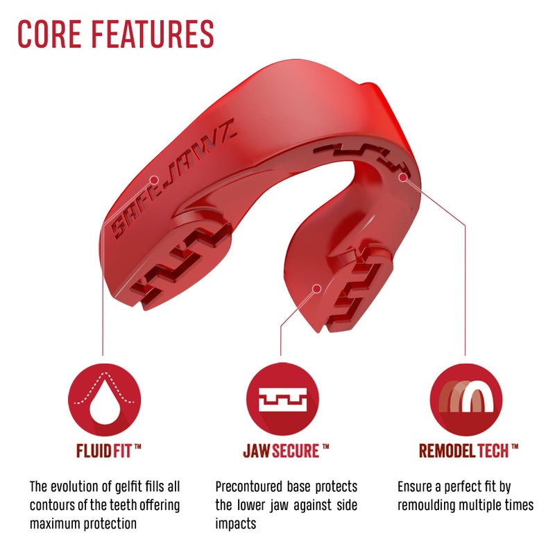 Safejawz Mouthguard Slim Fit  Adults And Junior Mouth Guard With Case For Boxing  Basketball  Lacrosse  Football  Mma  Martial Arts  Hockey And All Contact Sports (Red) - Image 2