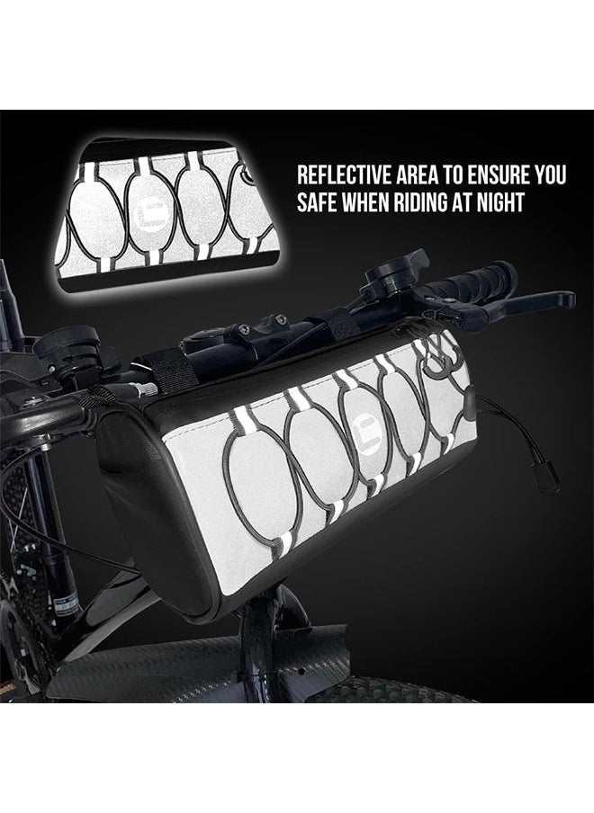 MVAQKLM  Bike Handlebar Bag Waterproof - Bicycle Handlebar Bag with Large Reflective Area & Strips, Bike Front Pouch with Waterproof Zipper Shoulder Strap Removable Straps for Cycling  - Image 3