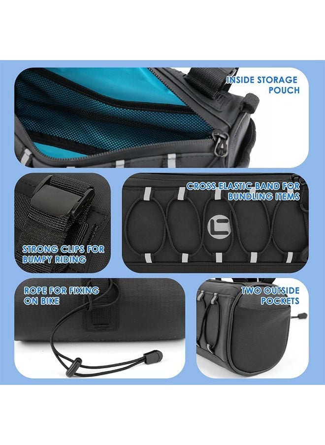 MVAQKLM  Bike Handlebar Bag Waterproof - Bicycle Handlebar Bag with Large Reflective Area & Strips, Bike Front Pouch with Waterproof Zipper Shoulder Strap Removable Straps for Cycling  - Image 5