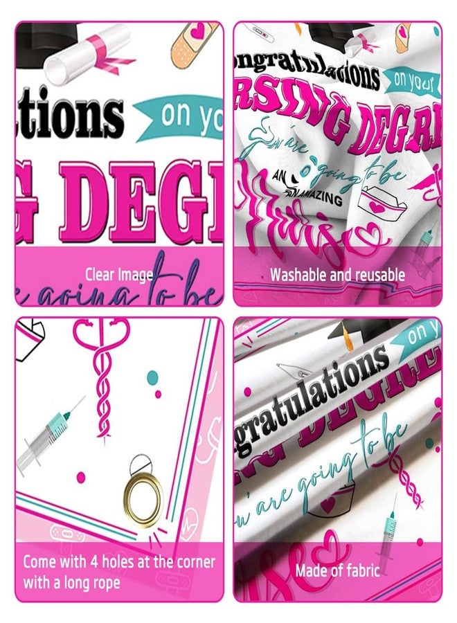 Lofaris Nursing Graduation Decorations Banner - 70.8x43.3 Inch Pink and White Banner Congratulations on Your Nursing Degree Perfect for Nursing Graduation Party Fun and Inspirational Desig - Image 5