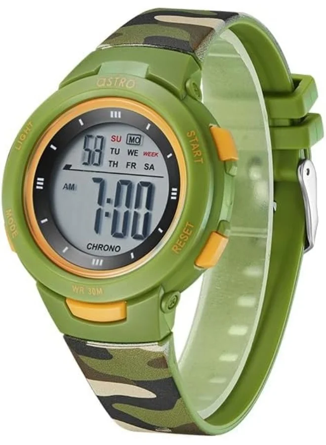 ASTRO Astro Kids Watch, Digital Display and Polyurethane Strap - A23915-PPHH, Green Camo