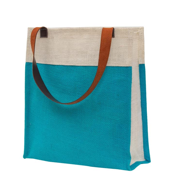 JUTEKA Stylish, Baby Pink,Durable, Multipurpose Hand Bag for Lunch, Shopping, Eco Friendly Jute Bag with Leather Handles…… - Image 2