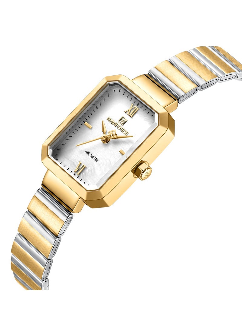NAVIFORCE - Women's Luxury Rectangular Watch – Gold & White Stainless Steel Waterproof Elegant Design - Image 1