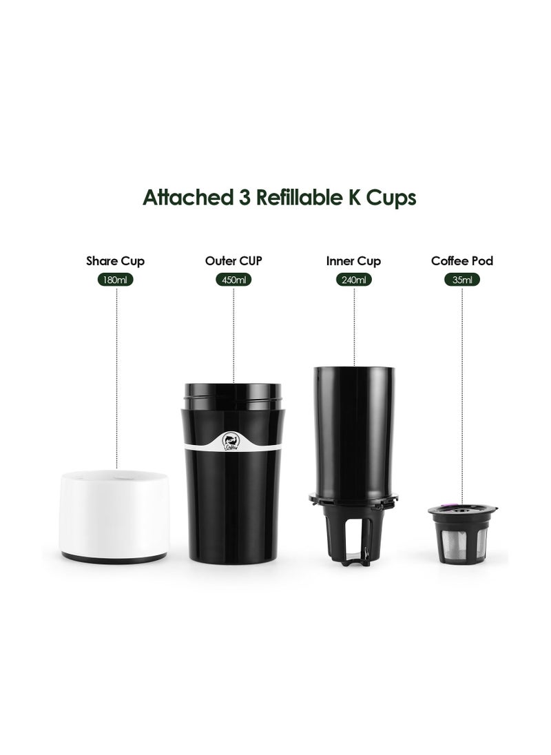 SYOSI - Drip Brew Coffee Maker, Portable Hot and Cold Brew Coffee Makers Bottle, Compatible with K Cup Capsules & Ground Coffee, Pour-over Coffee Cup Machine for Camping Travel Office, Outdoor Camping Trip - Image 1