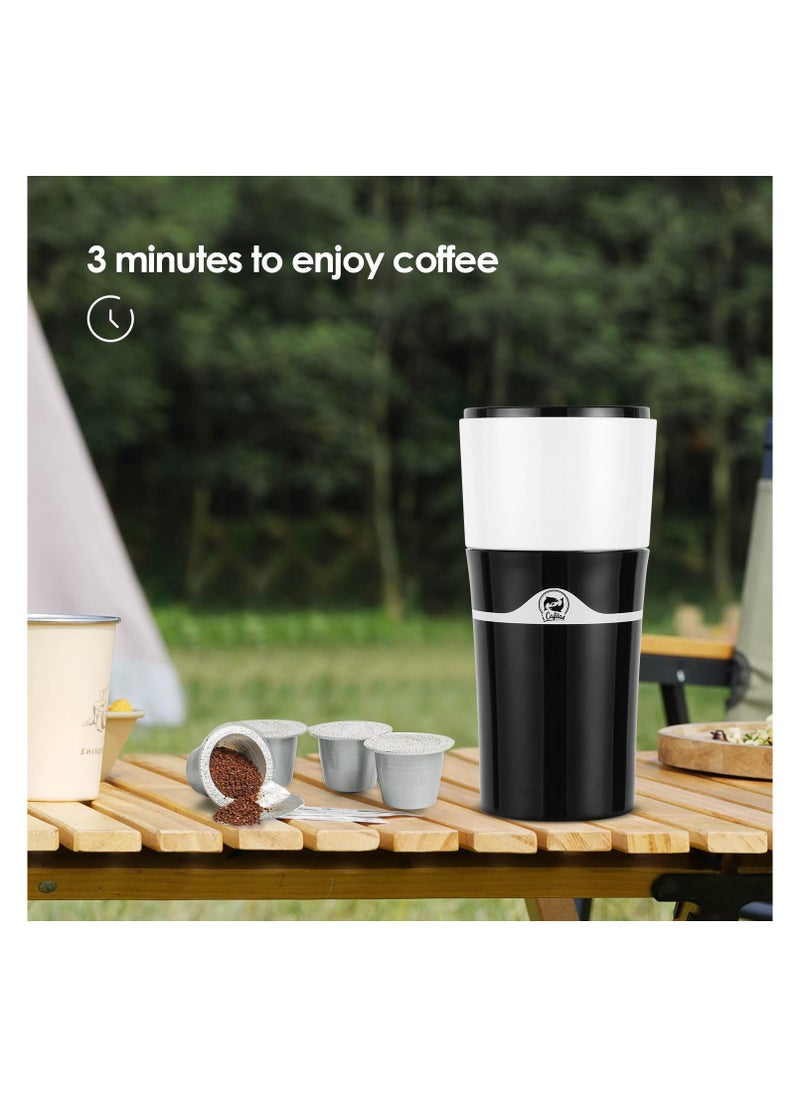 SYOSI - Drip Brew Coffee Maker, Portable Hot and Cold Brew Coffee Makers Bottle, Compatible with K Cup Capsules & Ground Coffee, Pour-over Coffee Cup Machine for Camping Travel Office, Outdoor Camping Trip - Image 1