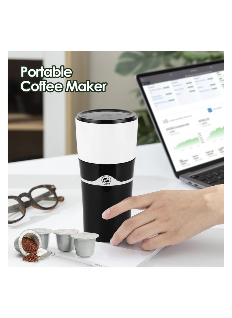 SYOSI - Drip Brew Coffee Maker, Portable Hot and Cold Brew Coffee Makers Bottle, Compatible with K Cup Capsules & Ground Coffee, Pour-over Coffee Cup Machine for Camping Travel Office, Outdoor Camping Trip - Image 1