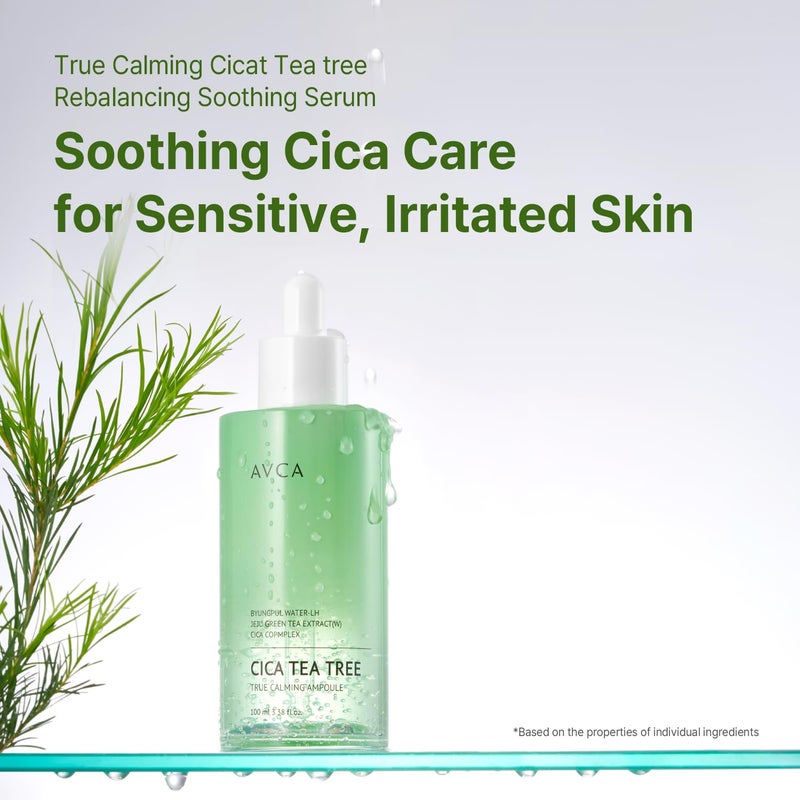 AVCA Cica Tea Tree Calming Serum 100ml(3.38 fl. oz) â€“ Soothing for Redness & Sensitive, Blemish-Prone Skin, Oil Control,Korean Skincare - Image 2